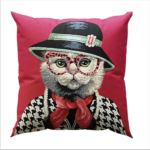 Set Of 4 Adorable Lady Cat Pattern‎ Throw Pillow Covers  17.7/45cm x 17.7/45cm - Picture 9 of 12